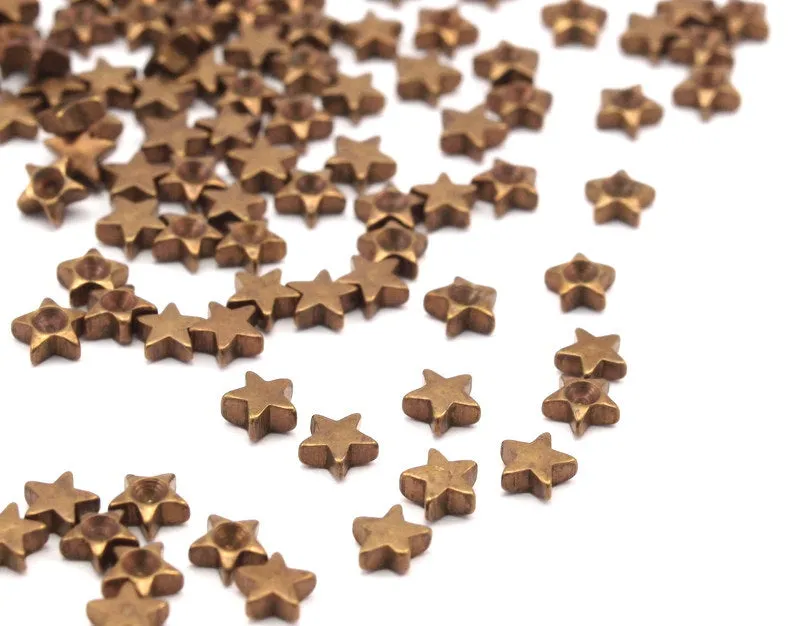 100 Raw Brass Star Setting  ( 3mm)