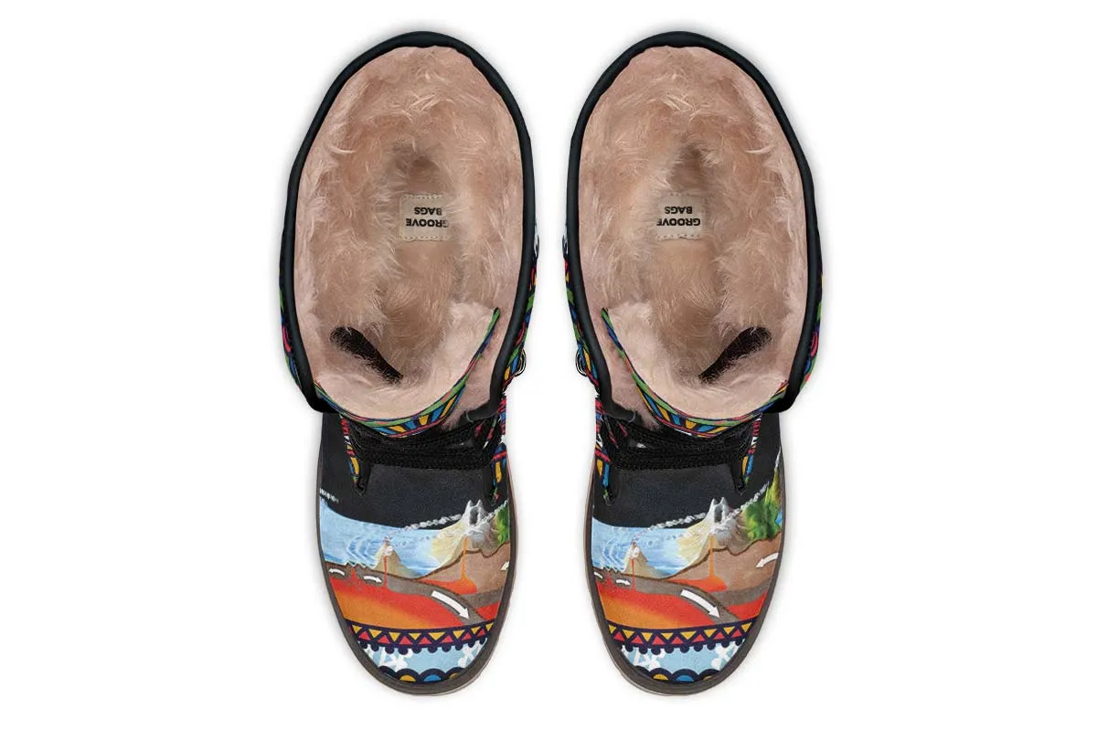 Abstract Tectonic Plates Polar Vibe Boots