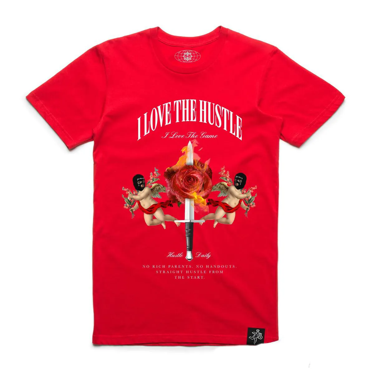 AJ9FR BURNING ROSE SWORD TEE RED