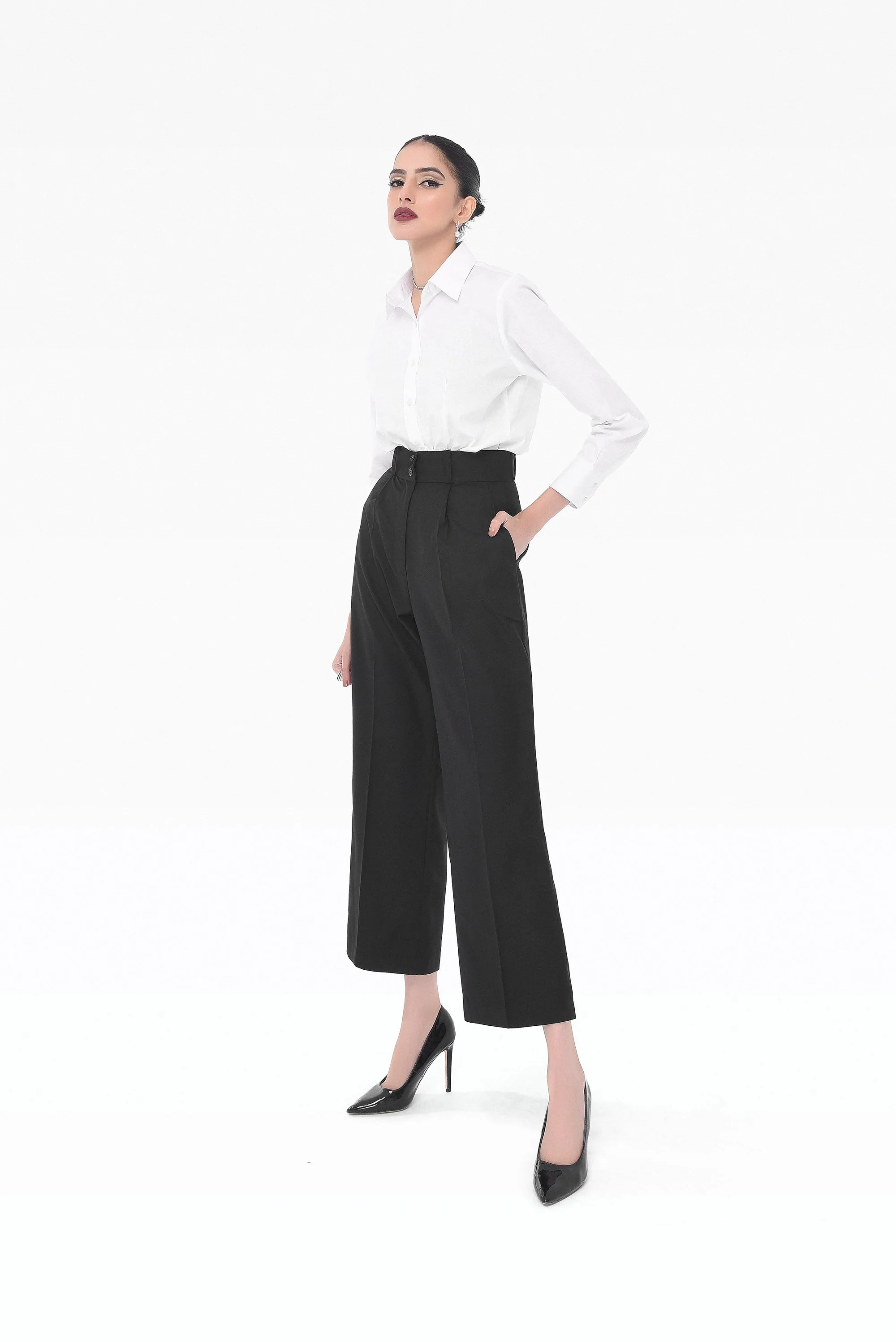 Black Double Button Pants