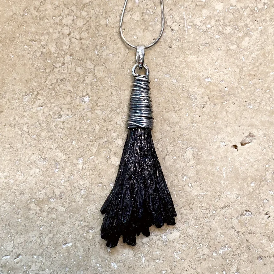 Black Tourmaline Pendant - Raw