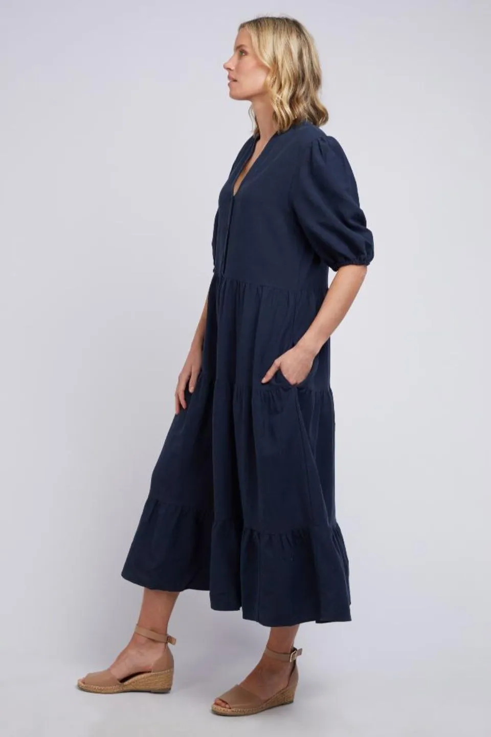 Constance SS Tiered Navy Dress