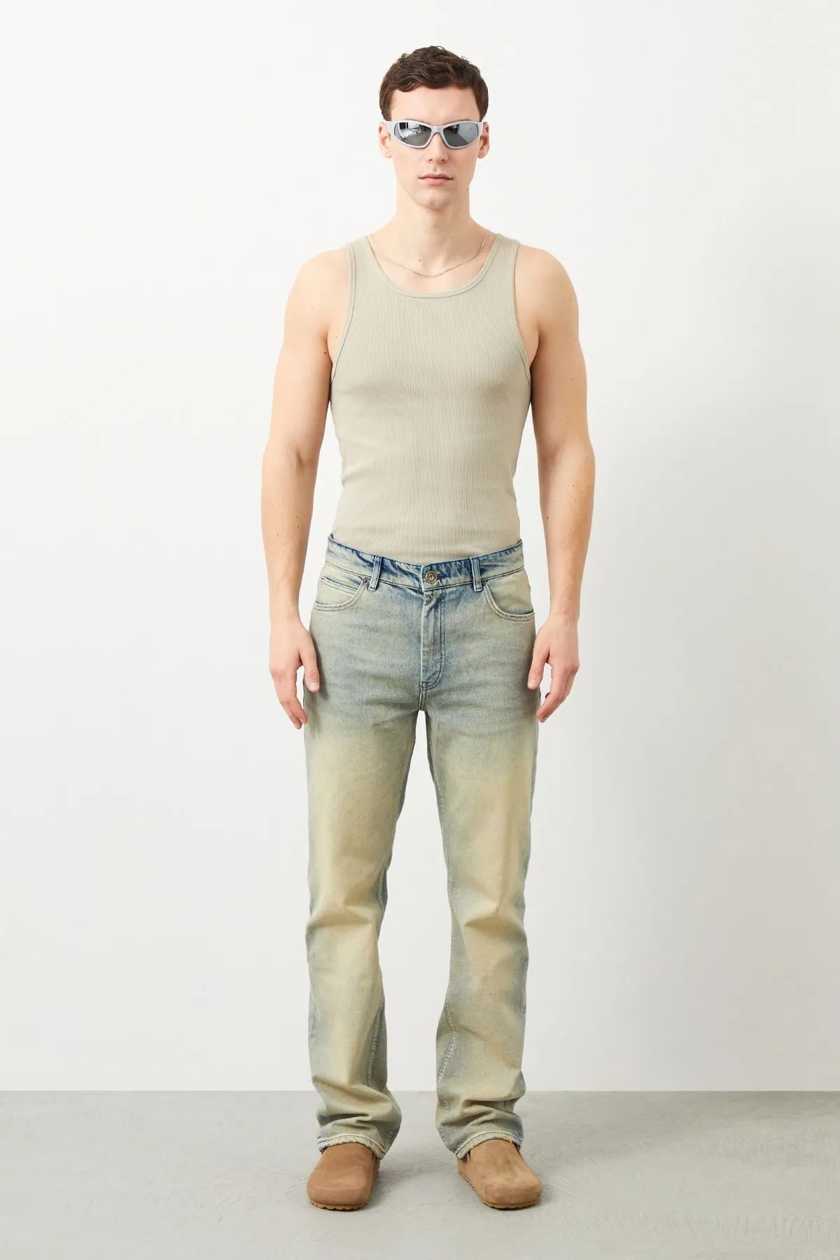 Drej Loose Fit Beige Men's Jeans