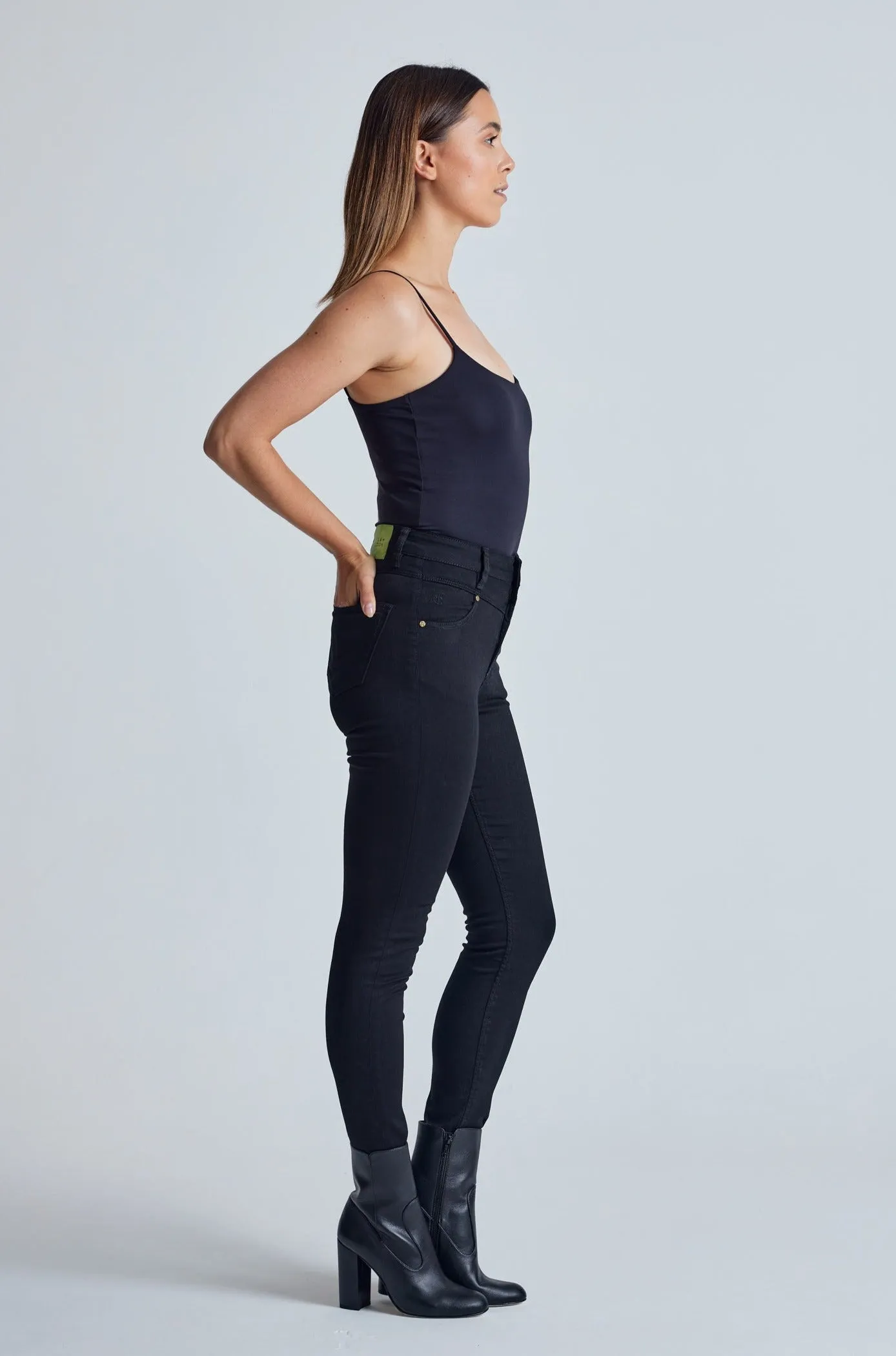 Ebony Nina High Waisted Skinny Jeans - GOTS Certified Organic Cotton and Recycled Polyester