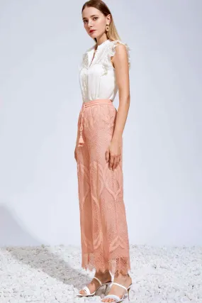 Ella Lace Pants - Salmon Pink