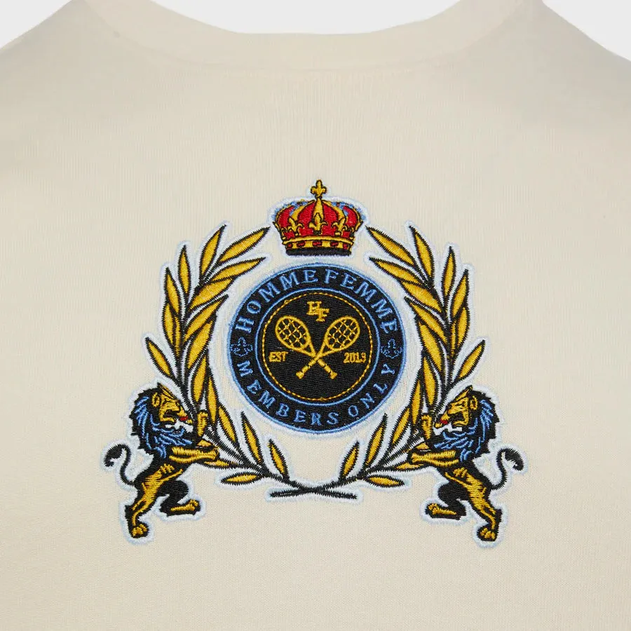 EMBROIDERY TENNIS CREST TEE CREAM