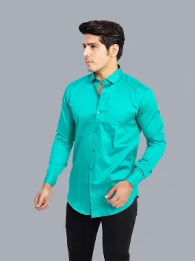 Formal Shirts for Men - Turquoise Solid Giza Formal Men Shirt