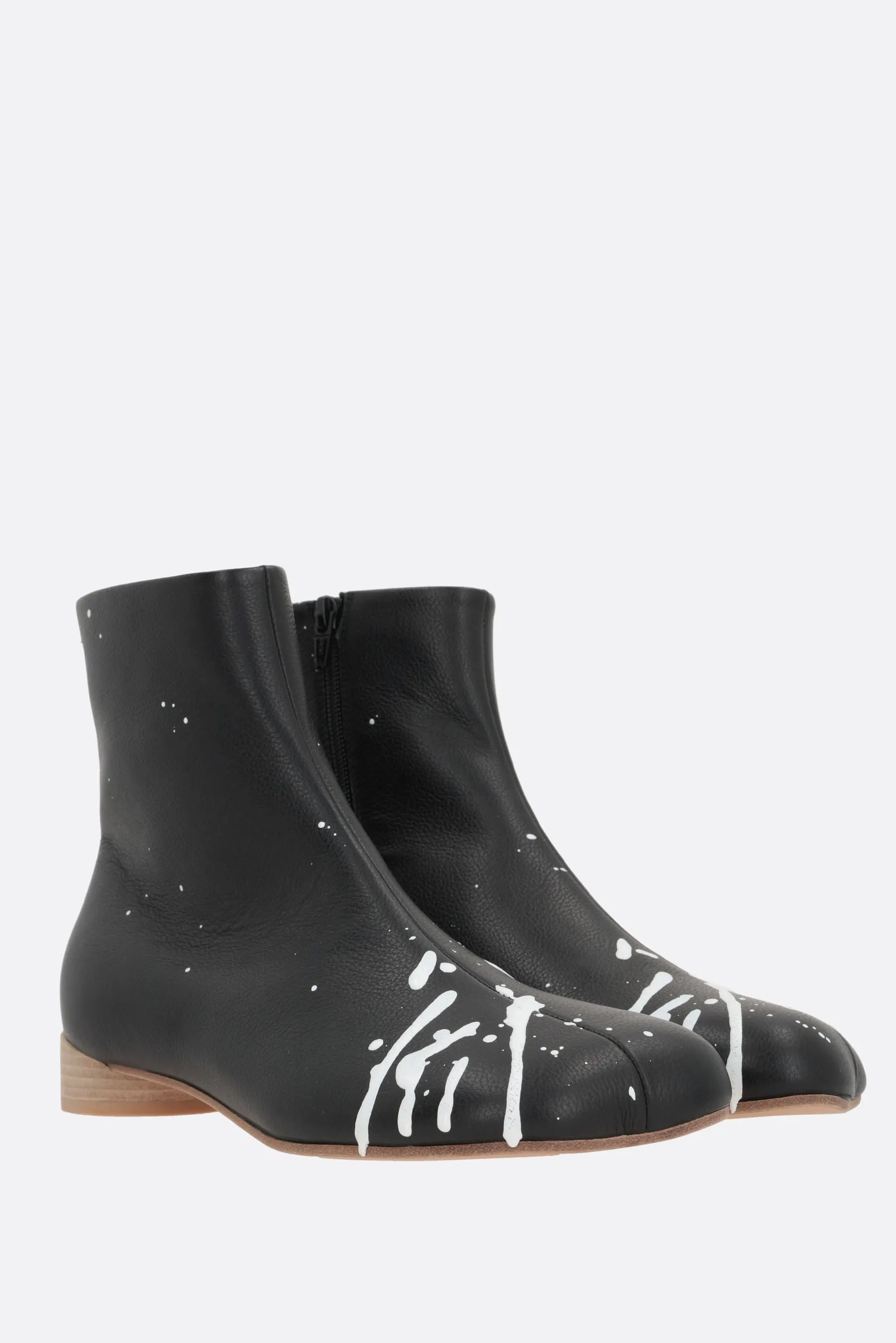 grainy leather ankle boots