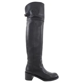 Gucci Black Grained Leather Soho Over the Knee Riding Boots - 37