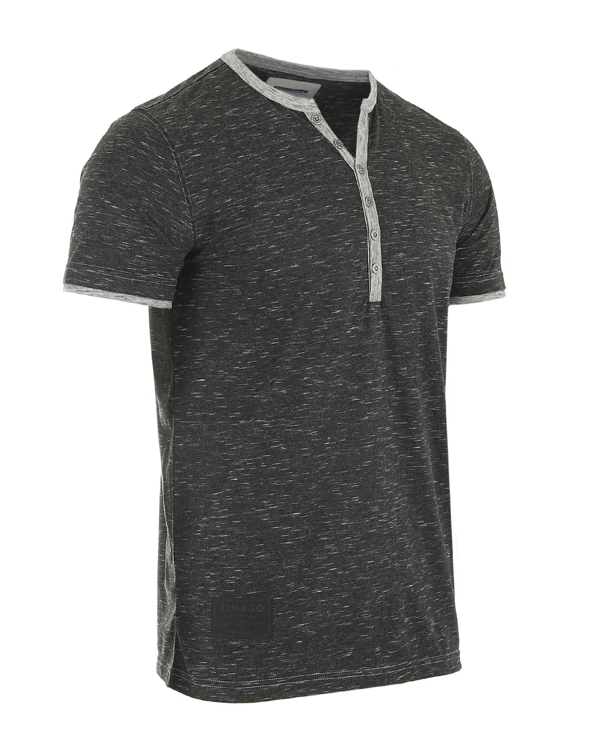 Henley Short Sleeve Contrast Neck and Hem Active Casual Tee Top