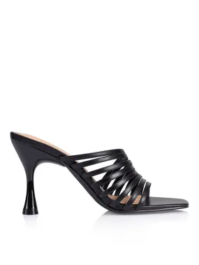 Izaac Stiletto Mules - Black Leather