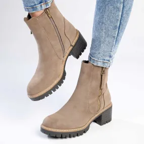 Madison Florence Suede Side Zip Boot - Taupe