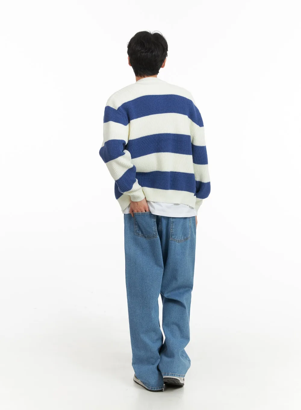 Men's Striped Zip-Up Cardigan IA401