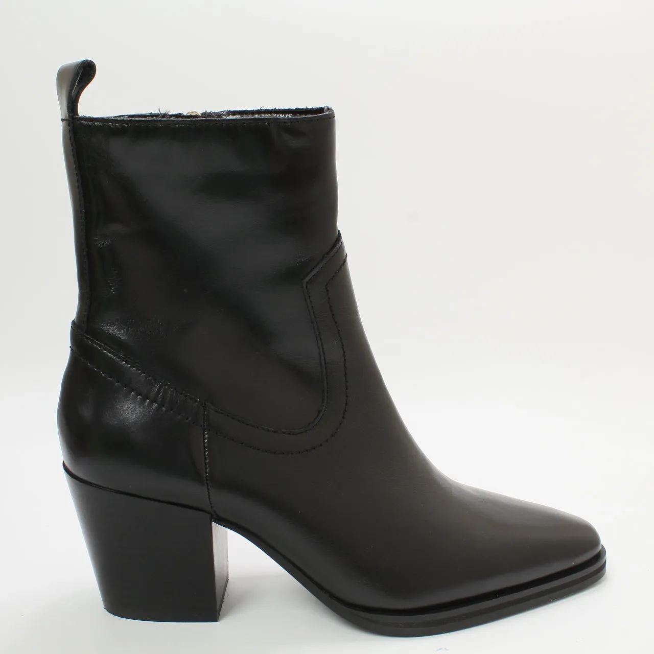 Womens Anika Western Ankle Boots - Black Leather - UK Size 5 Right / Size 6 Left