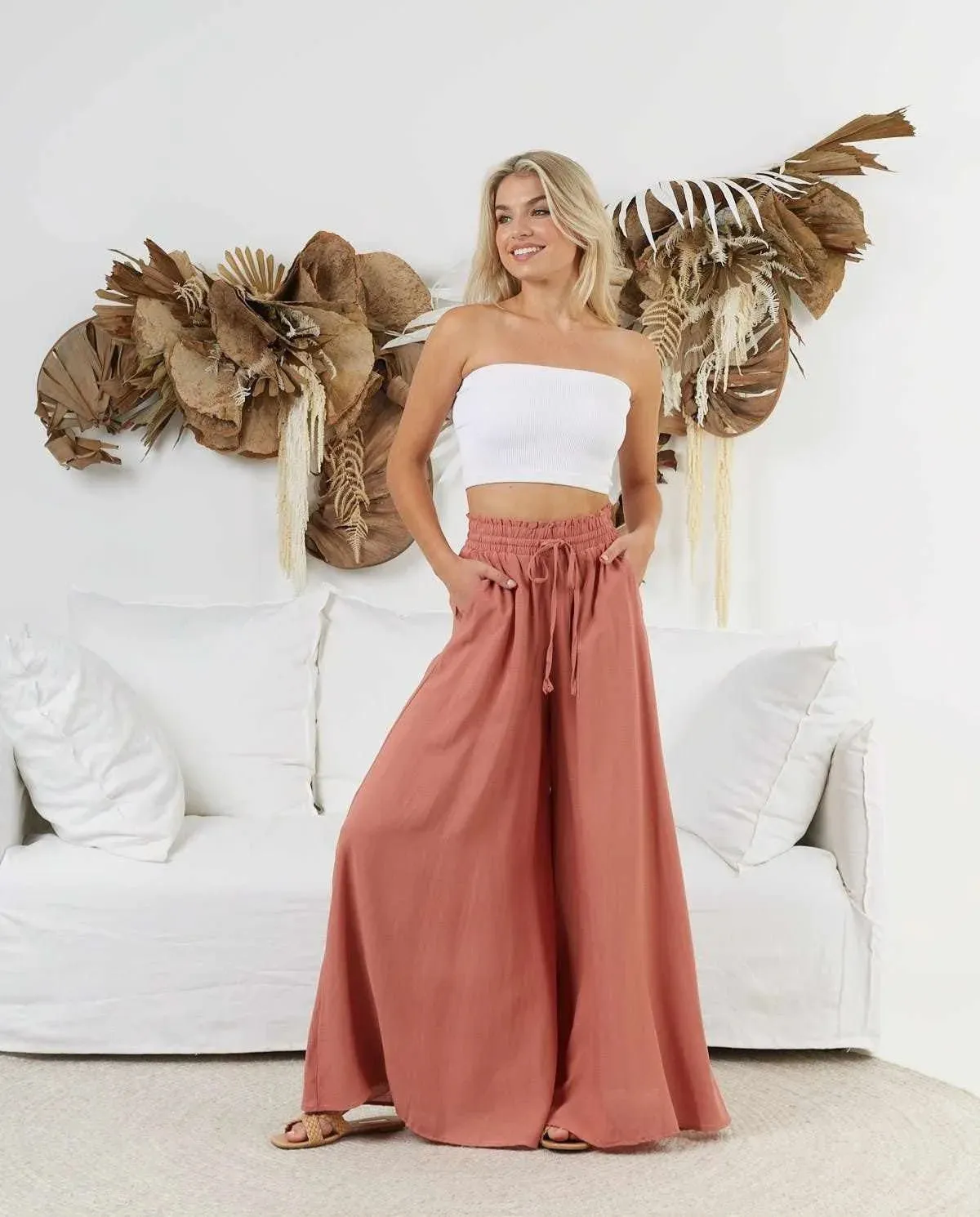 Palazzo Pants - Salmon