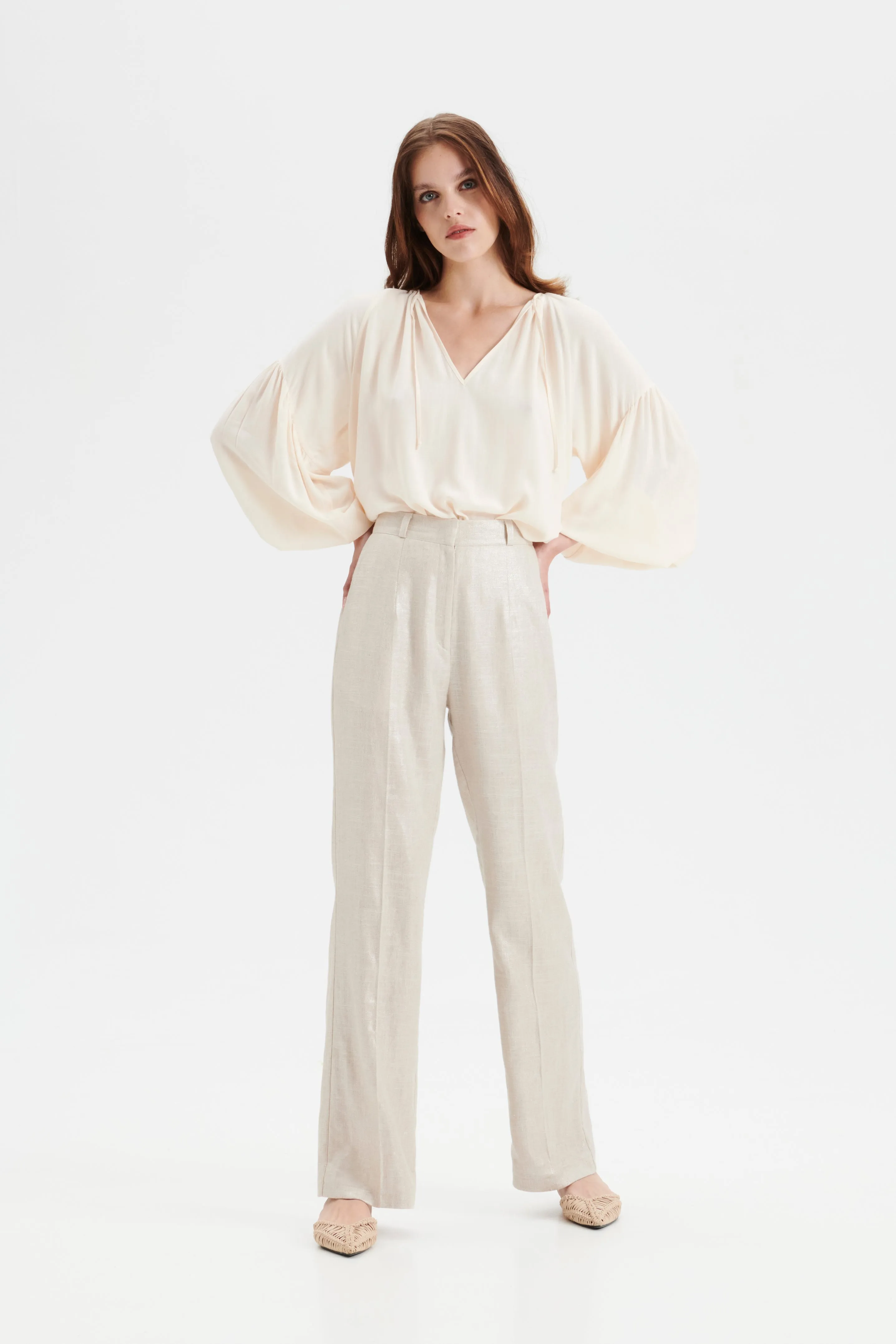 PETRONELLA linen suit pants in silver