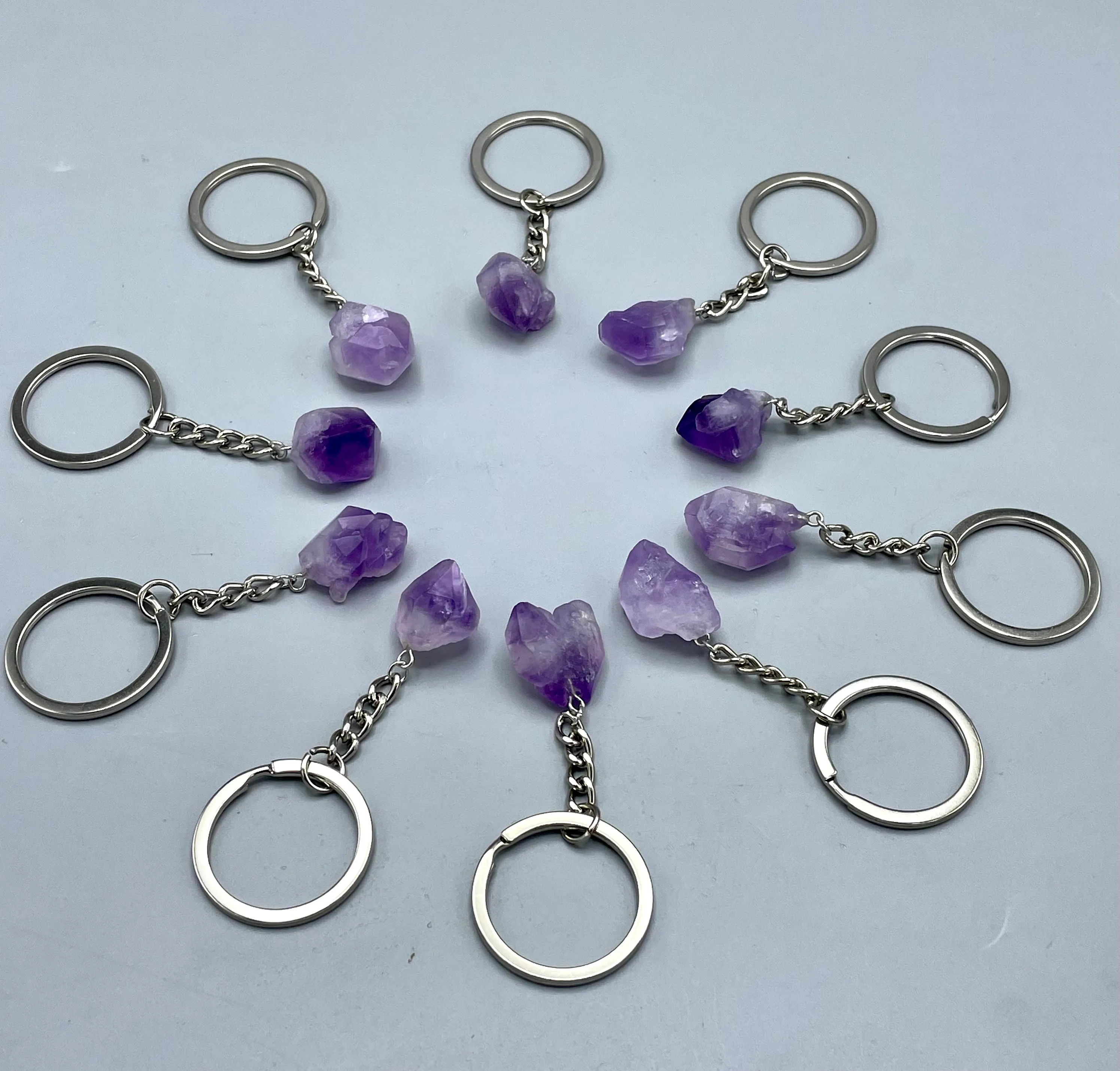 Raw Amethyst Keychain