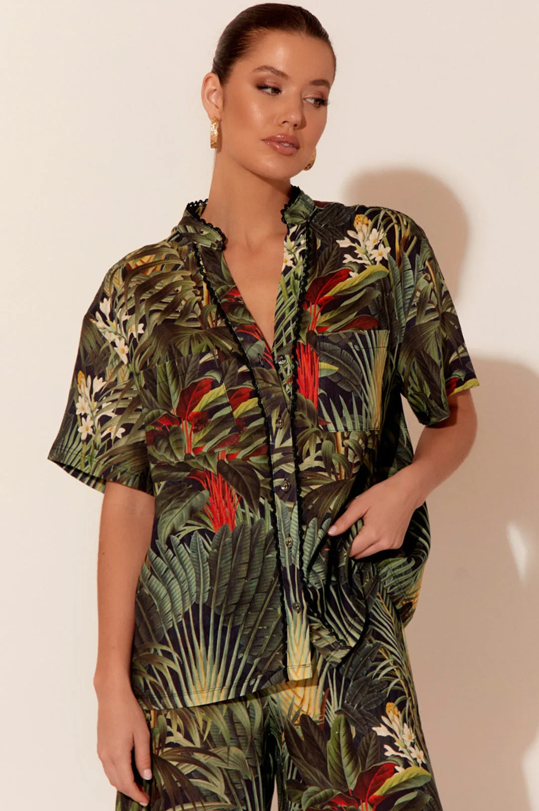 SALE - Tiana Tropical Linen Short Sleeve Shirt