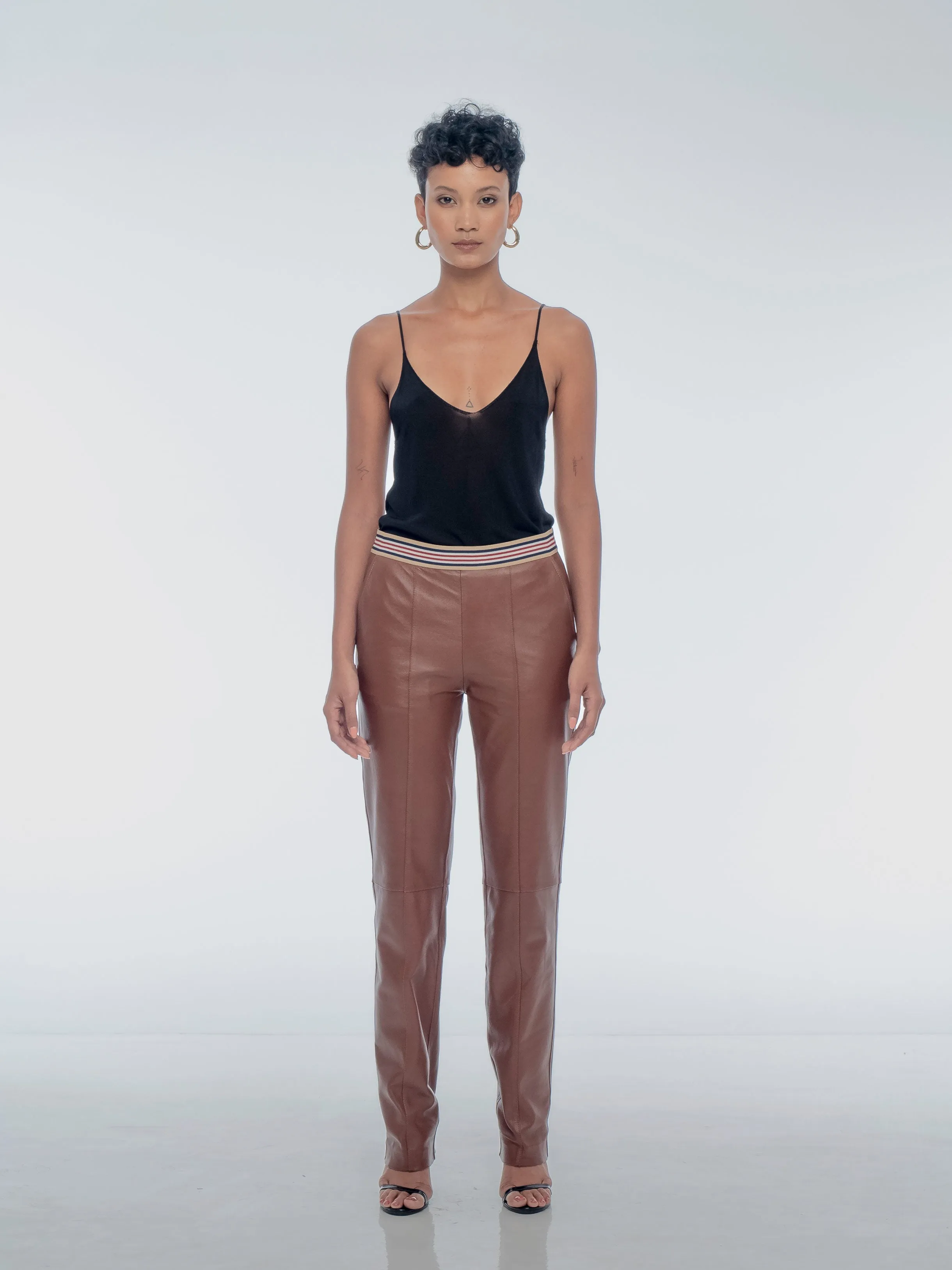 SANTORINI LEATHER PANT - WHISKEY