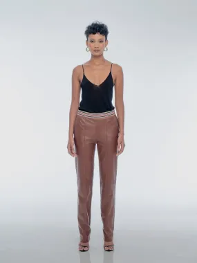 SANTORINI LEATHER PANT - WHISKEY