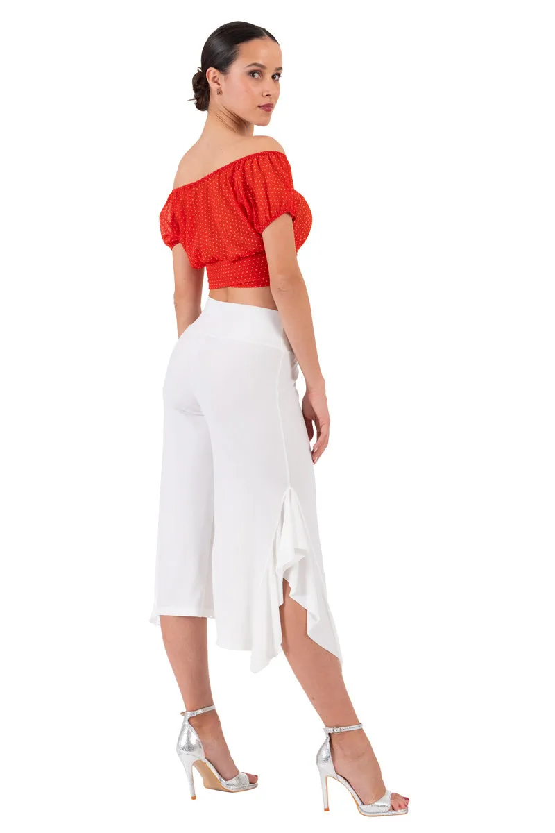 Side Ruffled Capri Pants