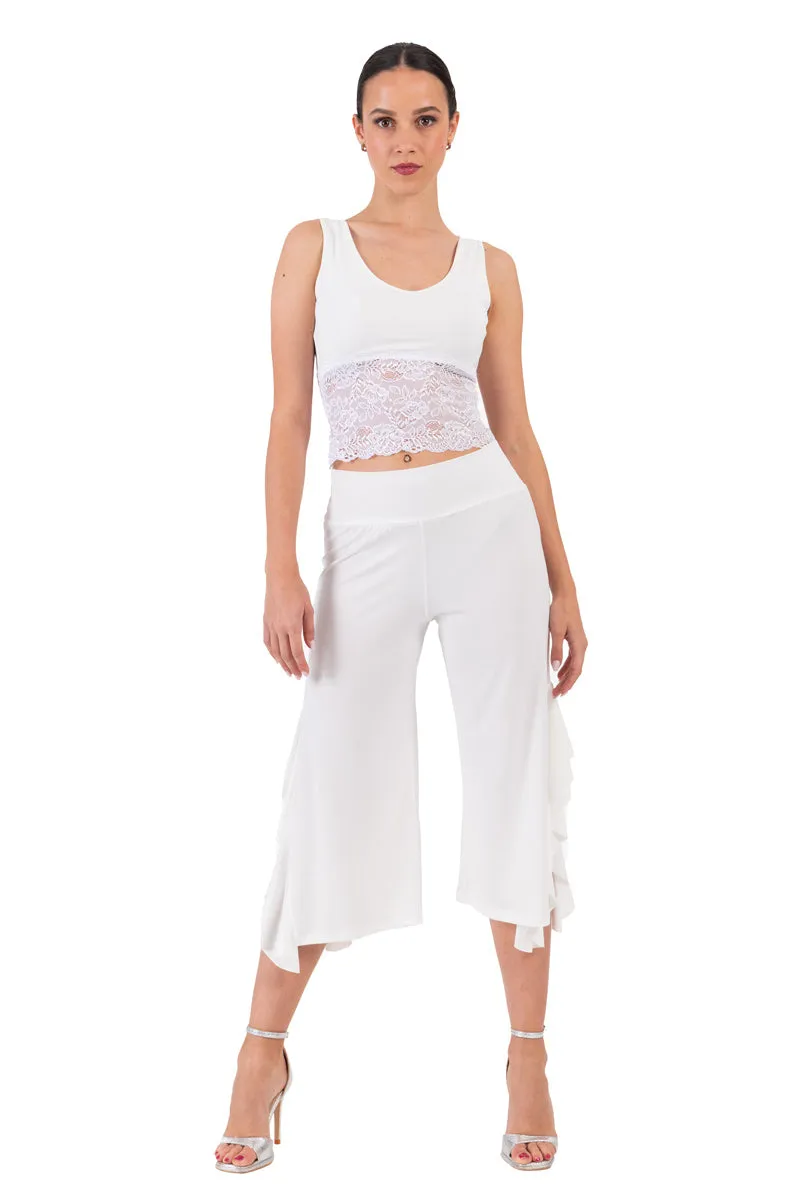 Side Ruffled Capri Pants