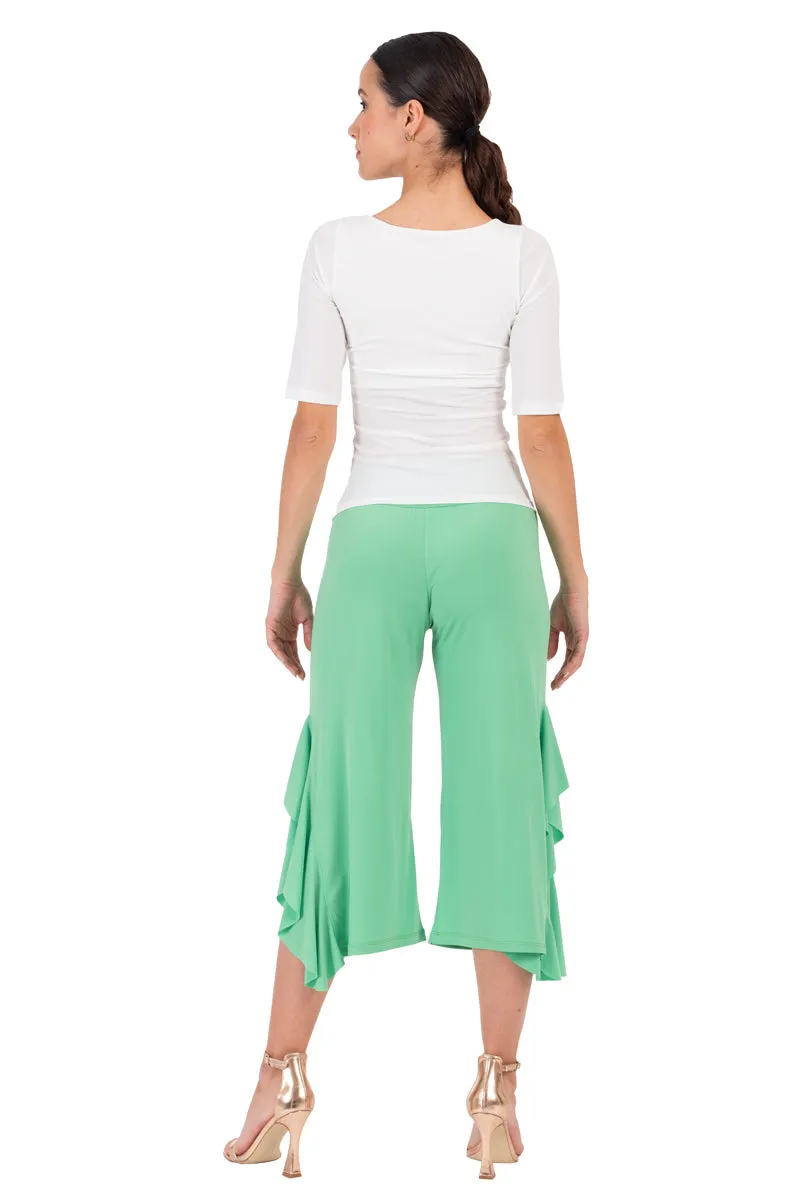 Side Ruffled Capri Pants