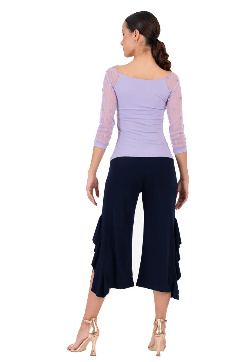 Side Ruffled Capri Pants