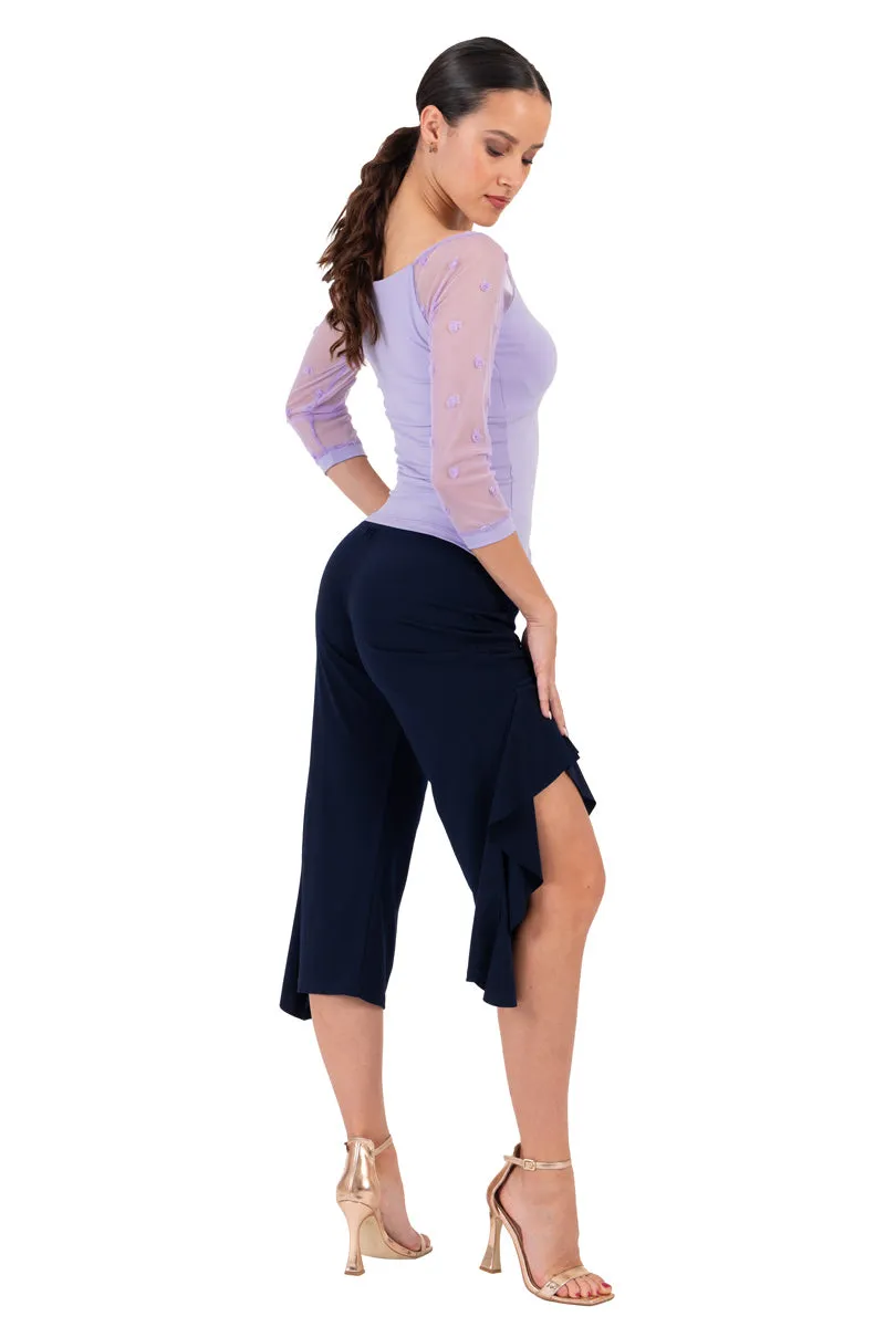 Side Ruffled Capri Pants