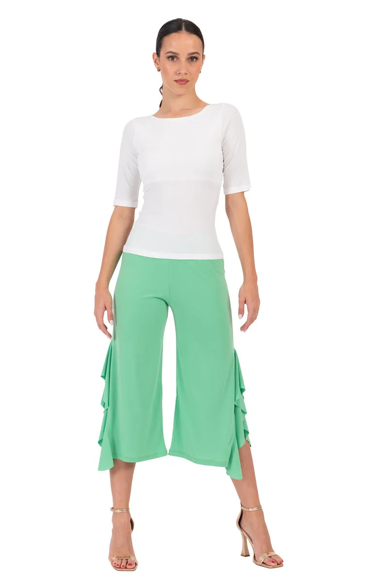 Side Ruffled Capri Pants