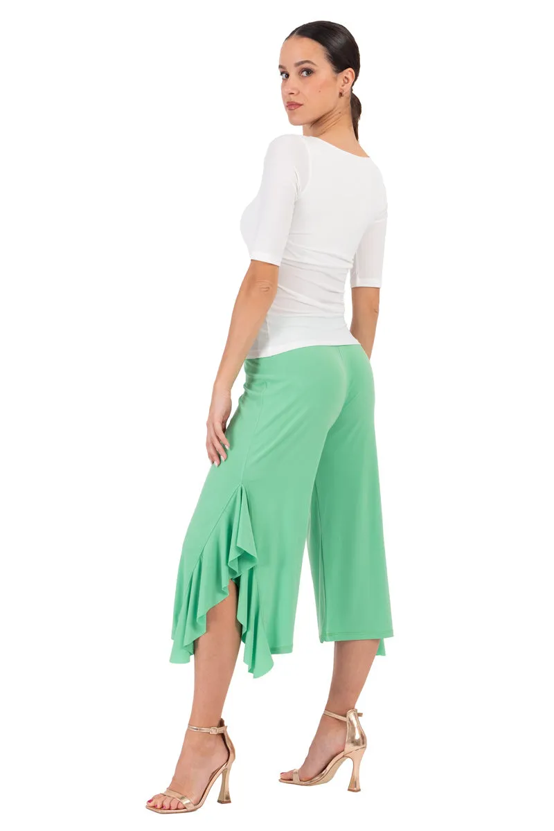 Side Ruffled Capri Pants