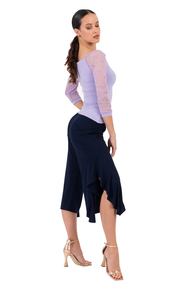 Side Ruffled Capri Pants