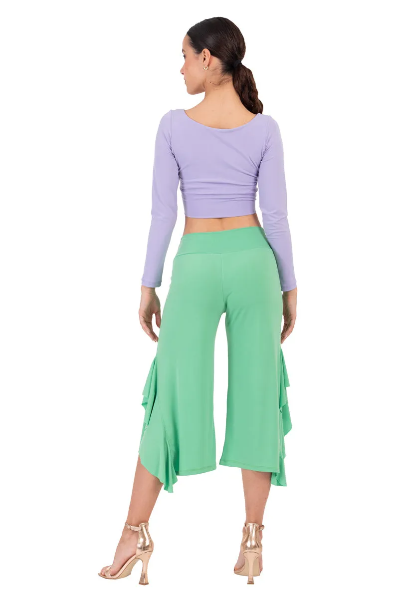 Side Ruffled Capri Pants