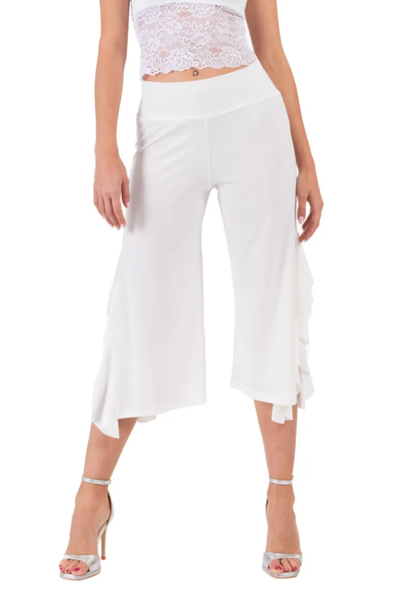 Side Ruffled Capri Pants