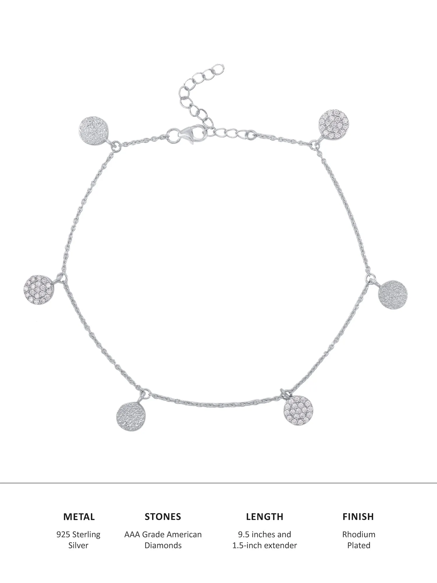 Silver Disc Charm Anklet For Women