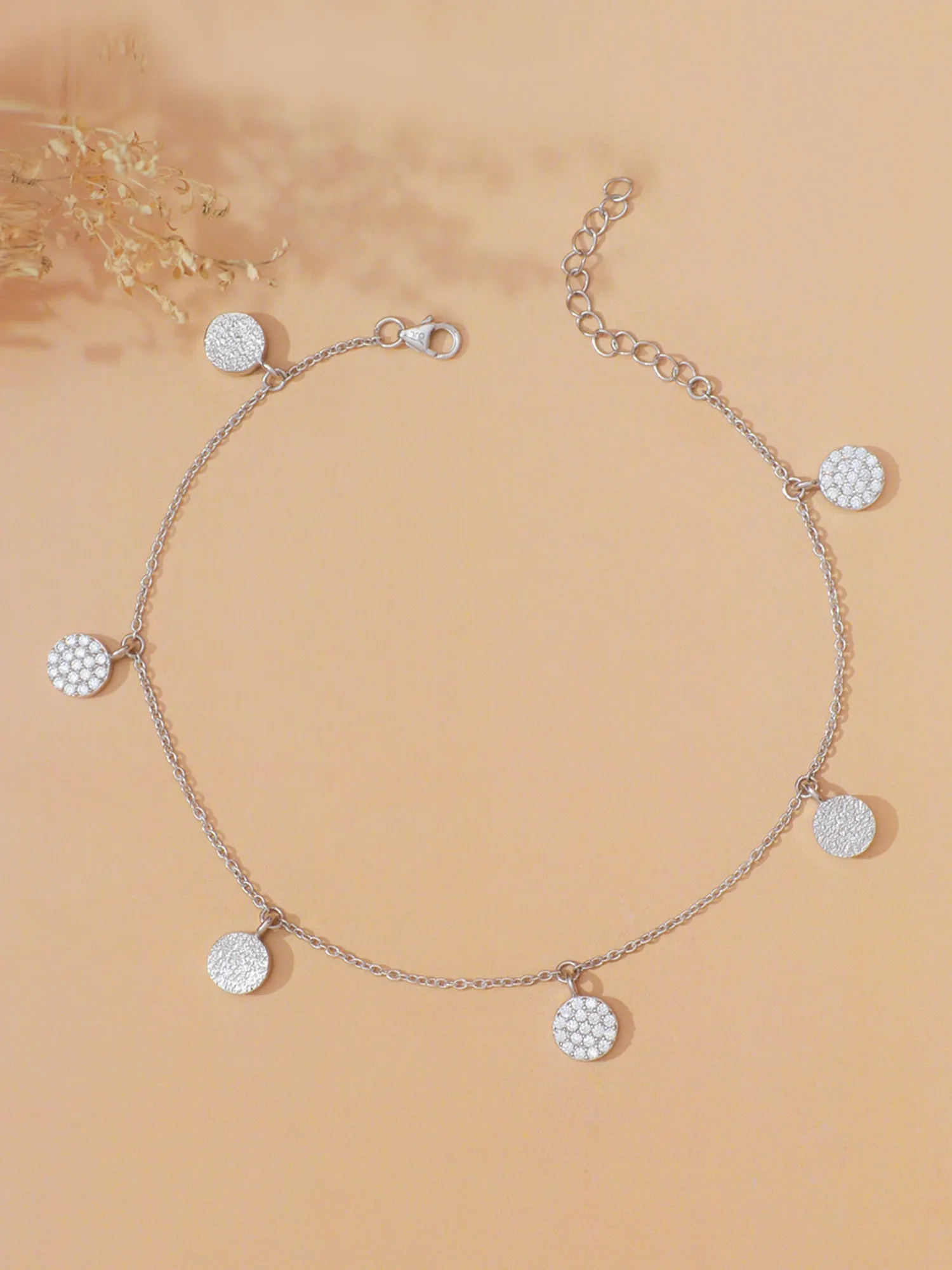 Silver Disc Charm Anklet For Women