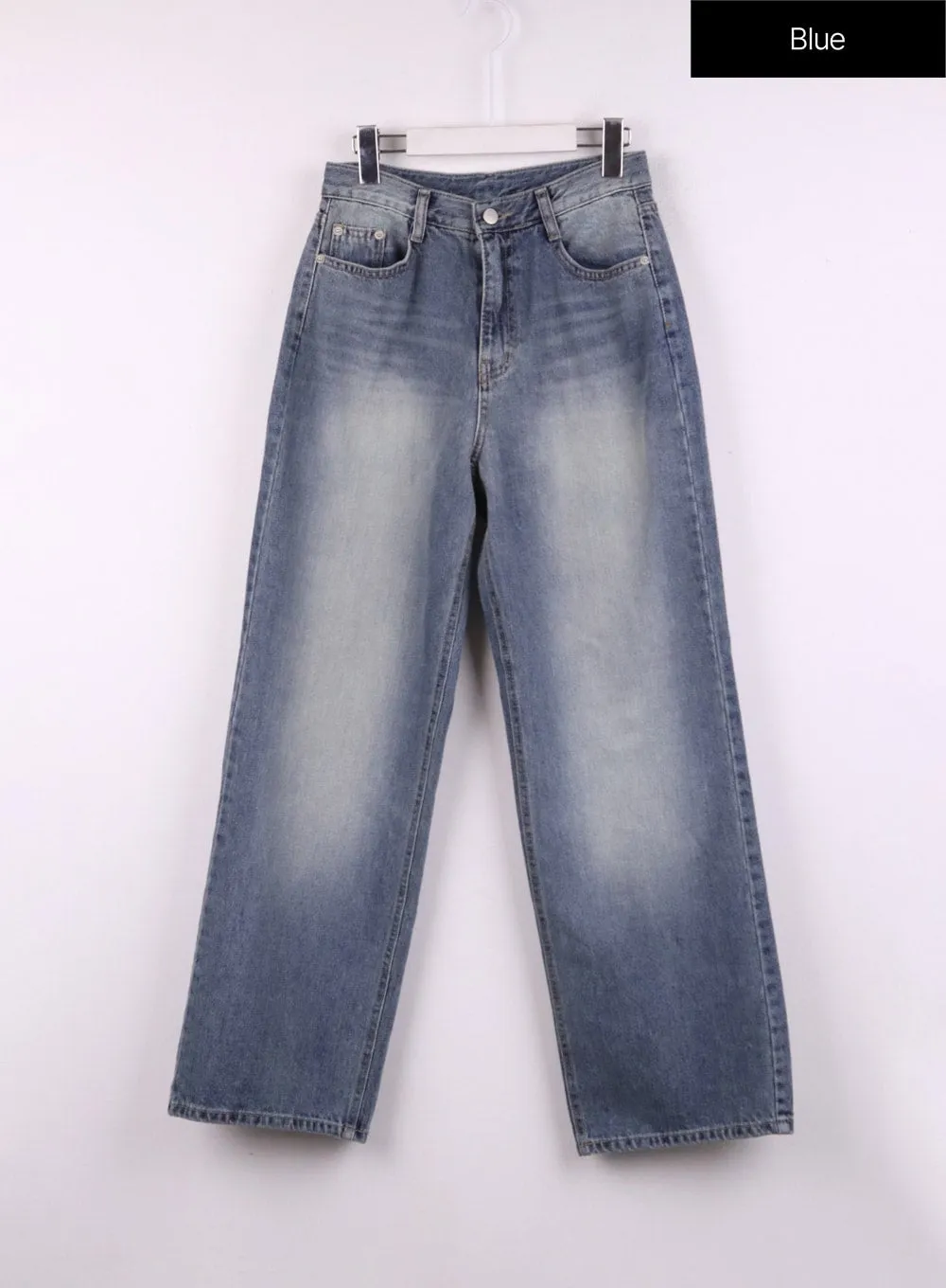 Solid Straight Leg Jeans CJ425