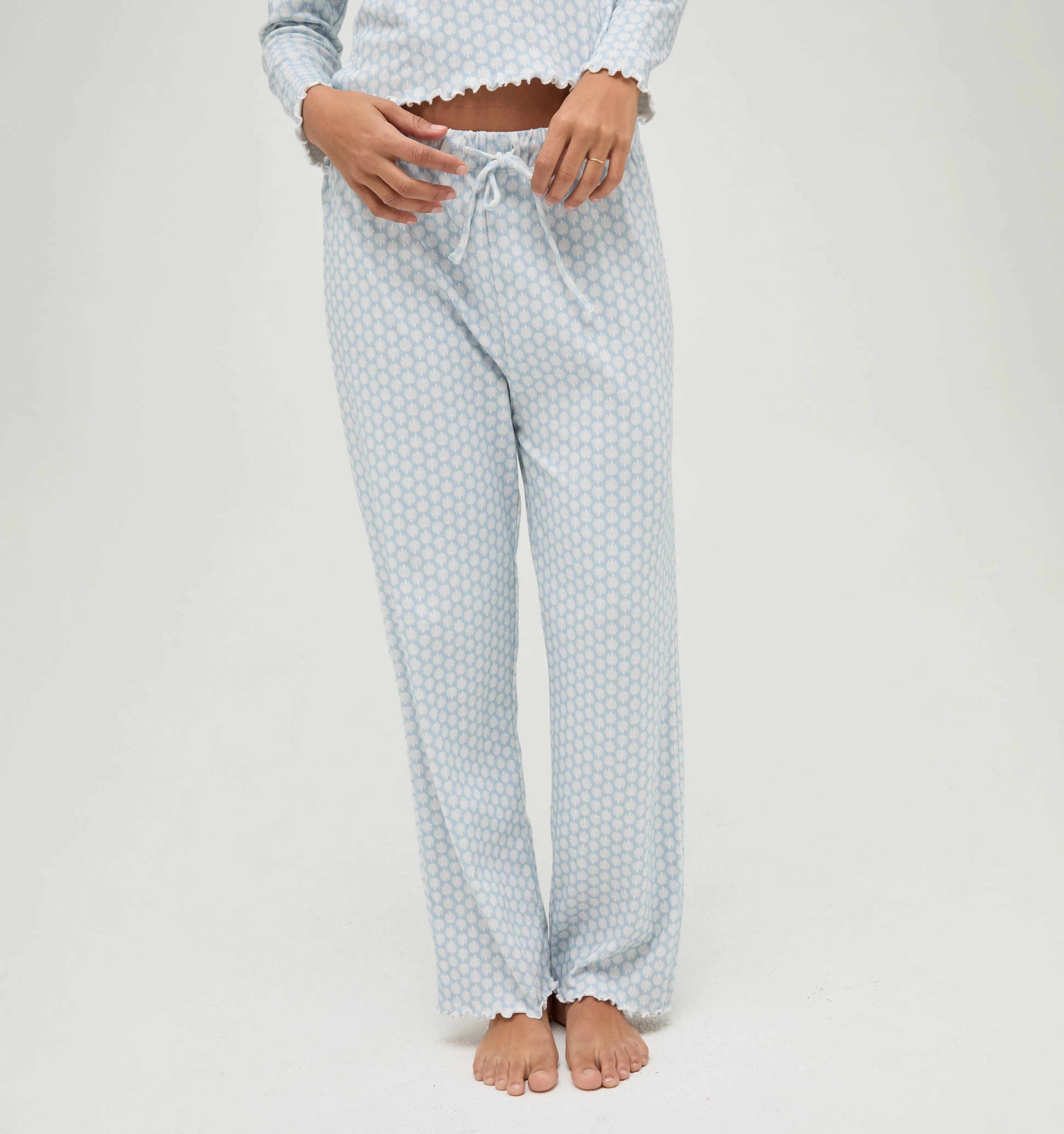 The Olivia Pajama Set - Powder Blue Baroque Shell