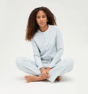 The Olivia Pajama Set - Powder Blue Baroque Shell