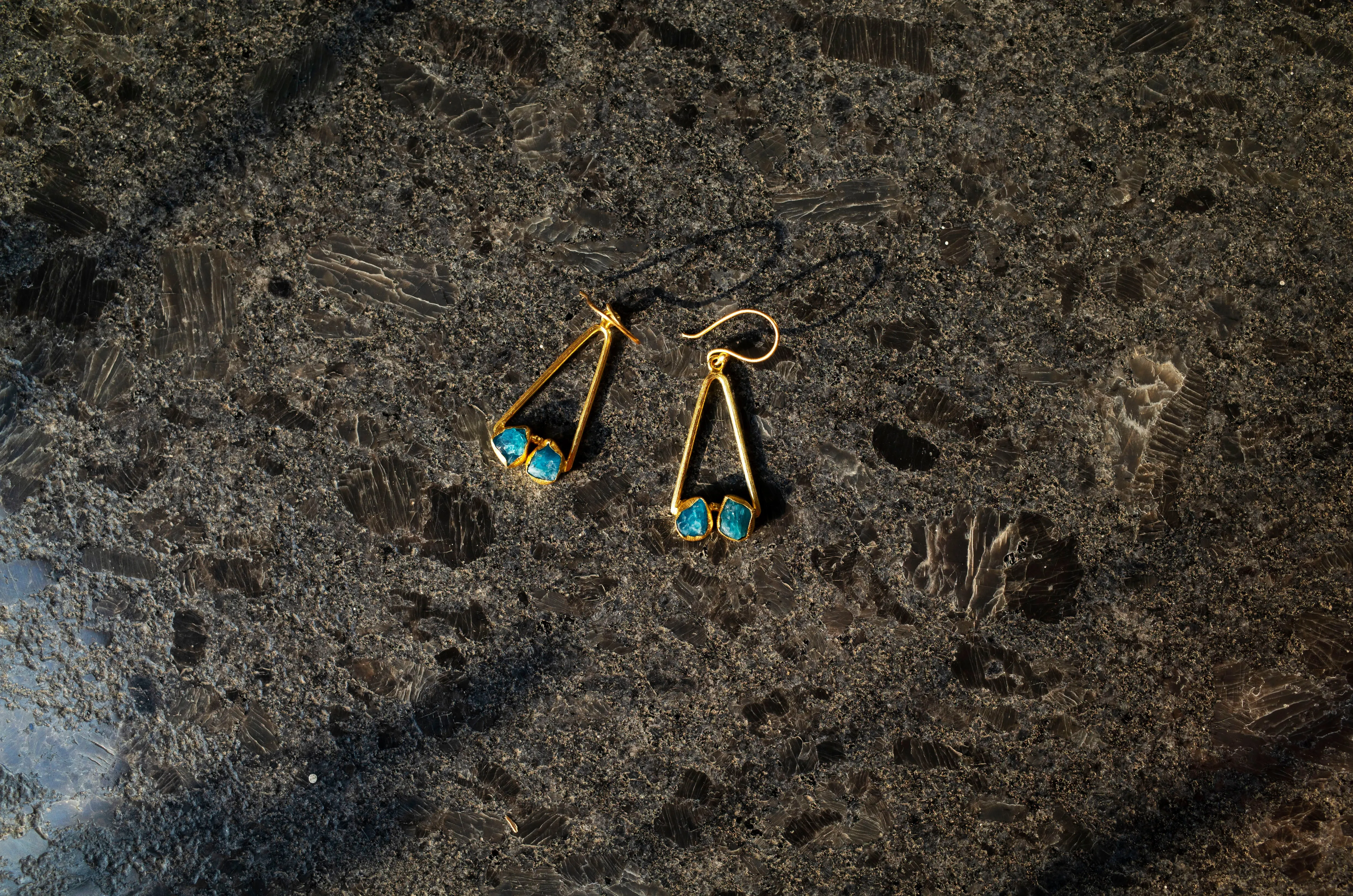 Triangle Raw Stone Earrings