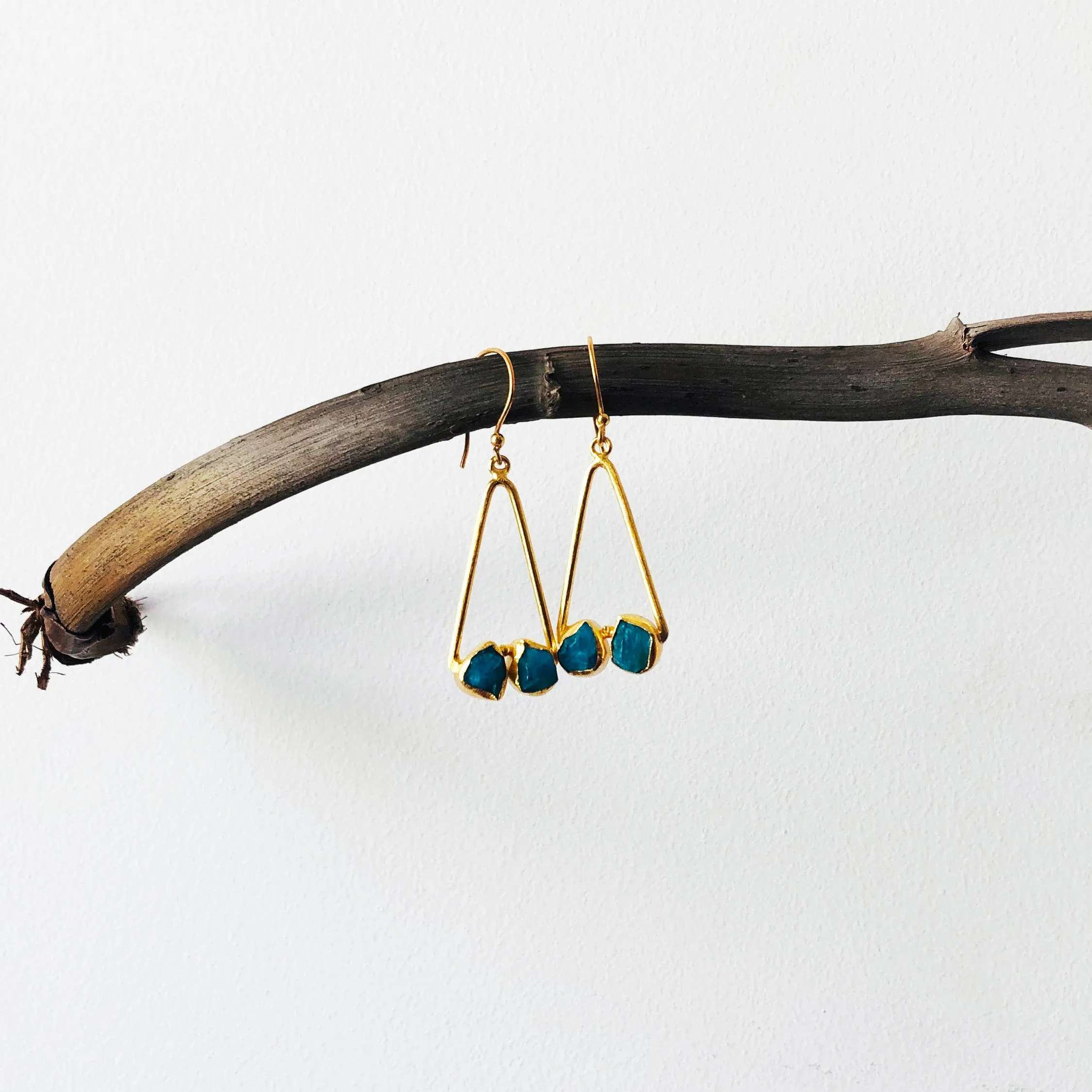 Triangle Raw Stone Earrings