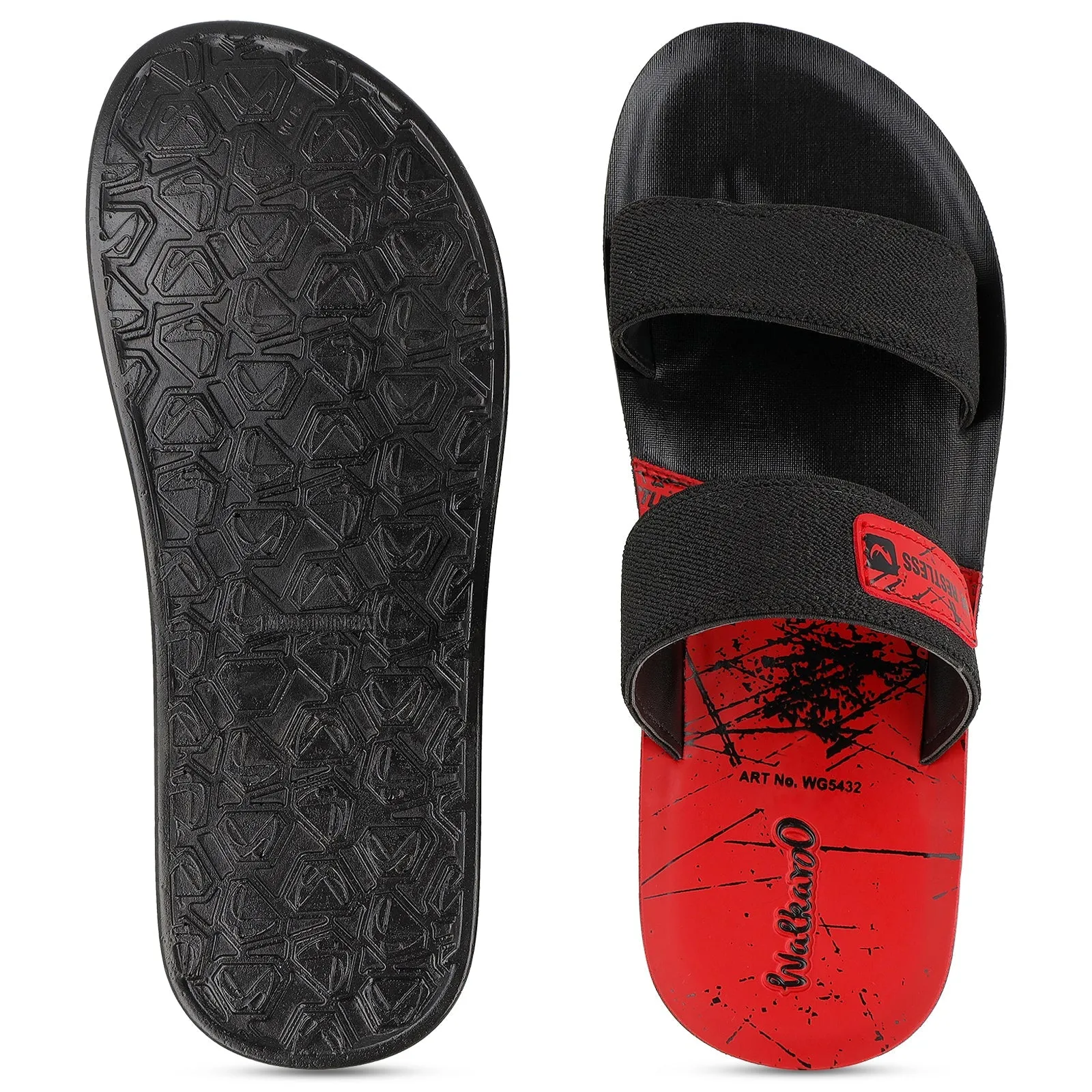 Walkaroo Men Sandals  - WG5432 Black Red