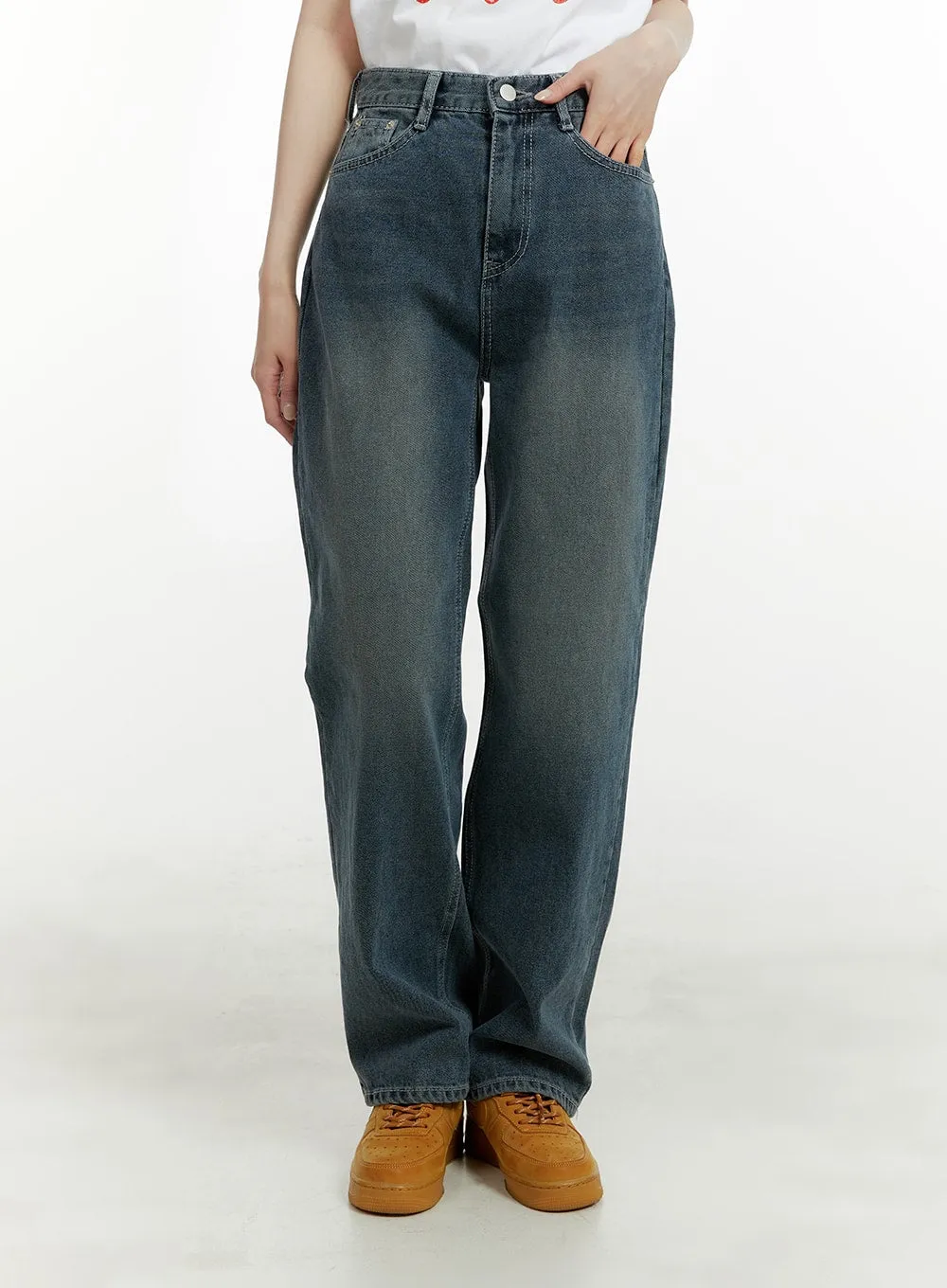 Washed Straight Jeans OA405