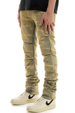 Washed Stretch Denim Skinny Stacked Jeans for Men