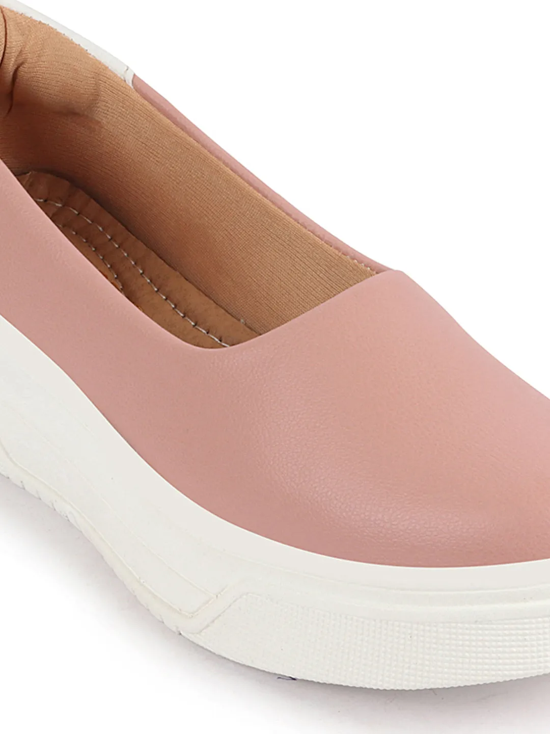 Women Pink Outdoor Fashion Comfort Height Enhance Platform Heel Ballerina Slip On Shoes